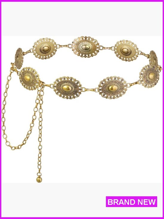 Accessories - Western Metal Chain Belt Adjustable Boho Cowgirl Waist Belt for Dresses Jeans